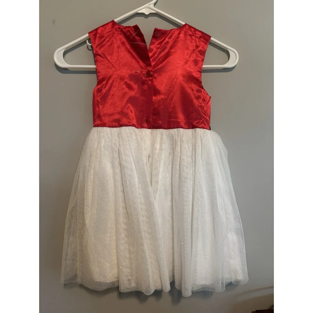 Nanette Kids Girls 5 Red/White Tulle Fit & Flare Sleeveless V-Neck Bow Dress